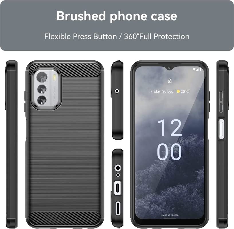 Image of NPRC Hybrid Ultra Slim Protective Case TPU Non-Slip Carbon Fiber Texture Shockproof Case Cover for Nokia G60 5g - Black