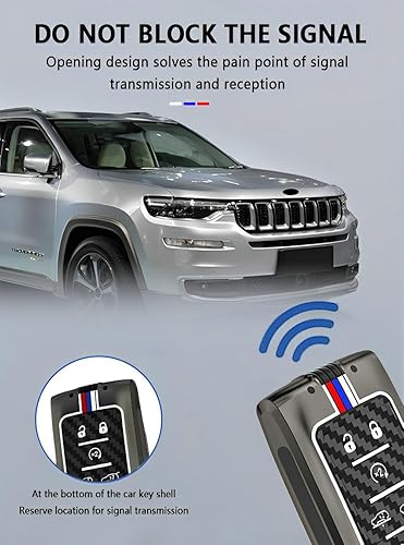Miniatura 4 de Funda de metal para llavero Jeep, protector de llaves inteligentes compatible con Jeep Grand Cherokee L Grand Wagoneer 5 botones 2023 2022