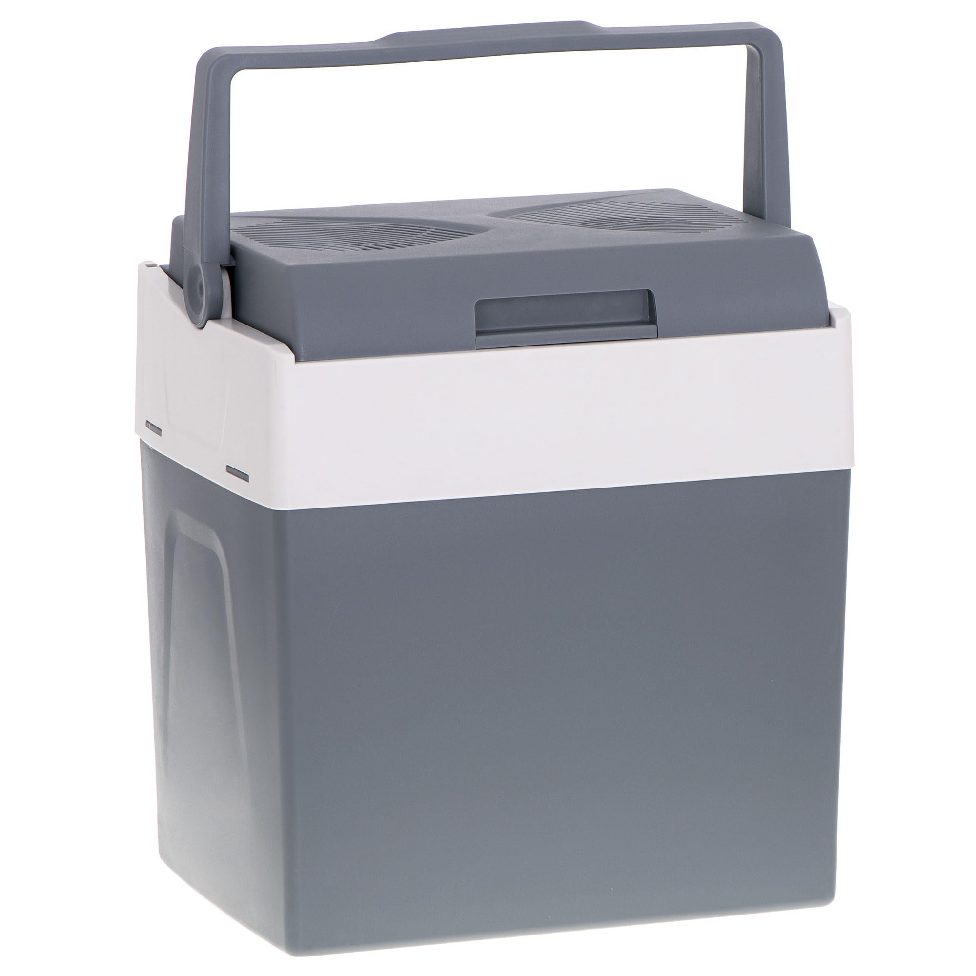 briebe Camp Nevera Portátil Eléctrica 28 litros, Coche, Camping, Viaje, 12V / 220V, Refrigera, Mantiene el Calor, Bajo Consumo, Gris, CF1153