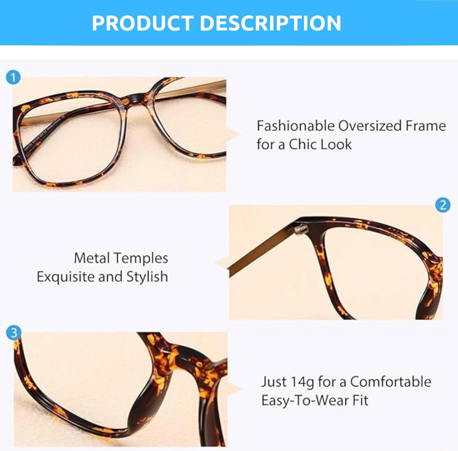 Firmoo Oversized Blue Light Blocking Glasses for Women/Men, Large Square Frame Computer Glasses for Screens - Image 5