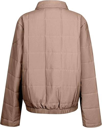 Miniatura 3 de Abrigos de invierno para mujer, abrigo de forro polar, suelto, liso, acolchado, cuello alto, chaqueta con cremallera, ropa de exterior con bolsillo