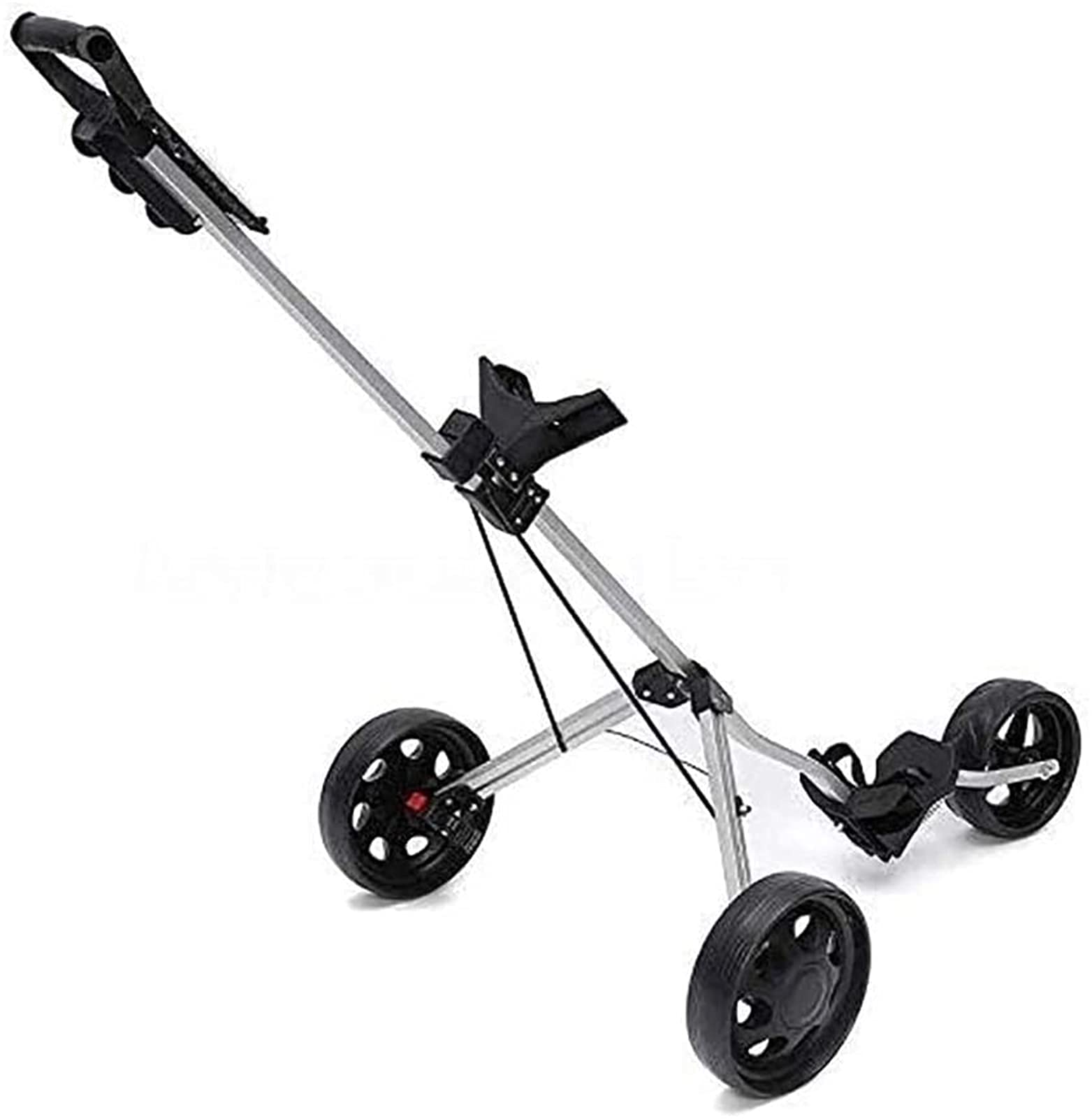 Carrito de Golf de 3 Ruedas, Ligero y Plegable, con asa de Empuje Ajustable, Freno de pie, Marcador, fácil de Abrir y Cerrar.