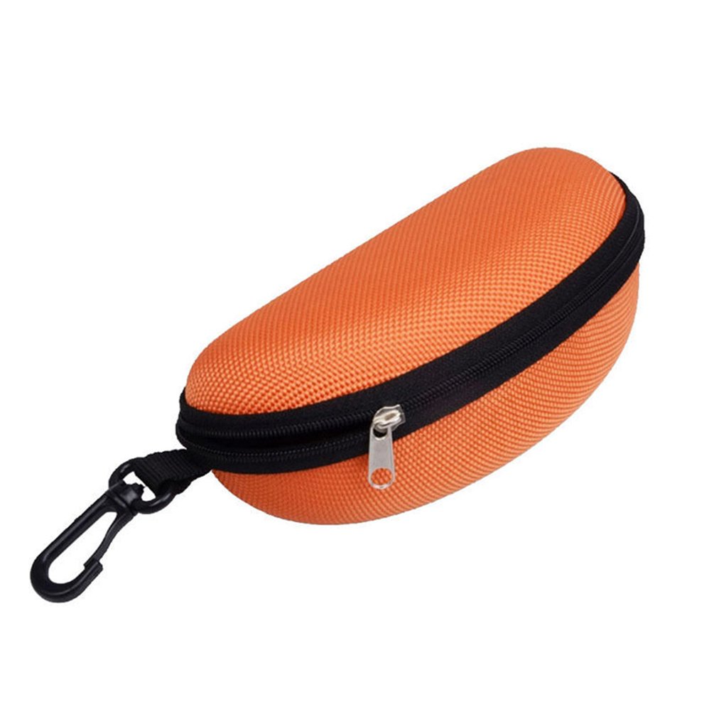 Jiacheng29 Portable Zipper Eye Glasses Clam Shell Sunglasses Protect Hard Pouch Case Box Orange