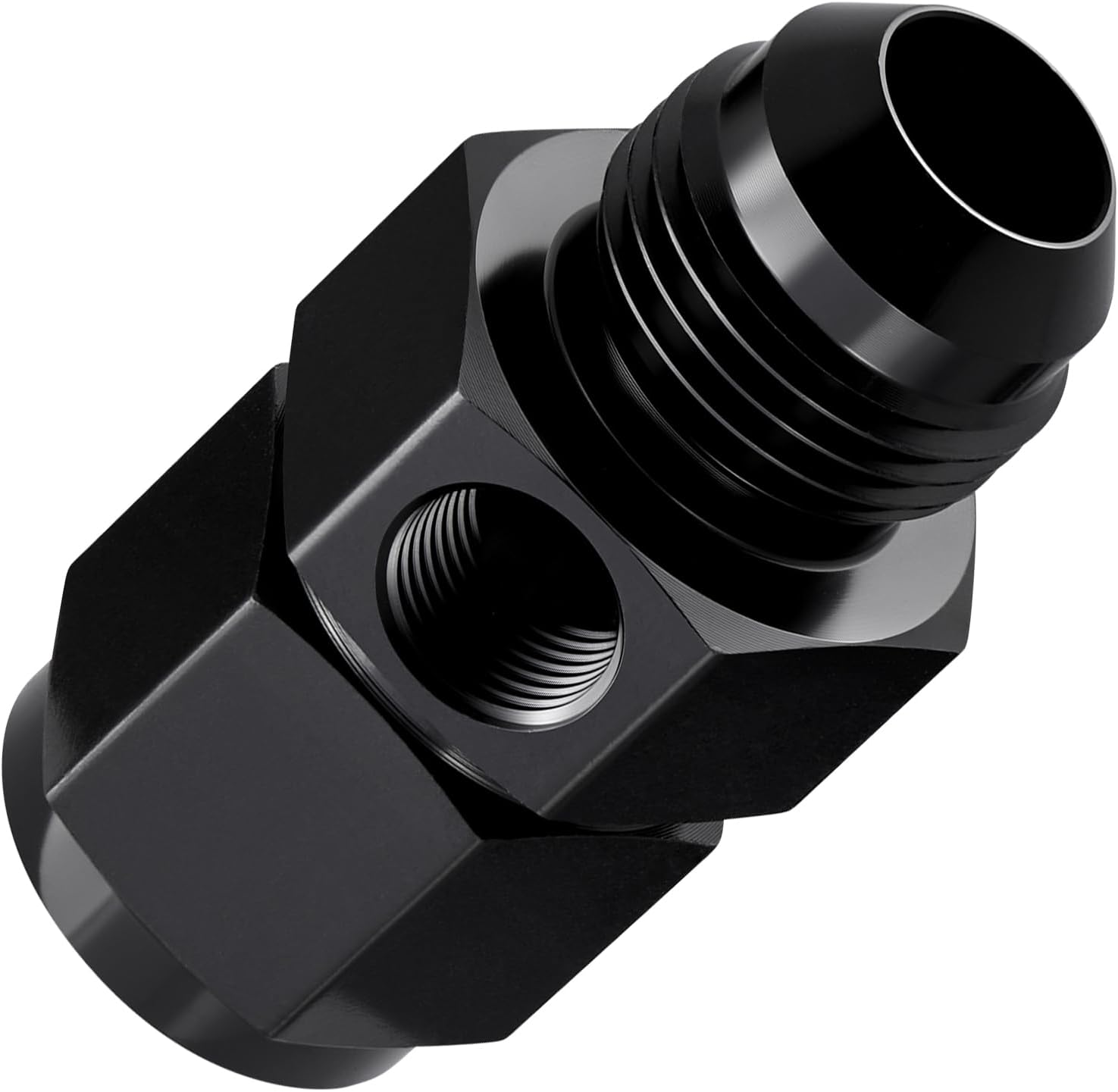 EVIL ENERGY 8AN Male Flare to -8 Female Swivel with 1/8 NPT Gauge Port Fuel Pressure Take Off Fitting Adapter Aluminum