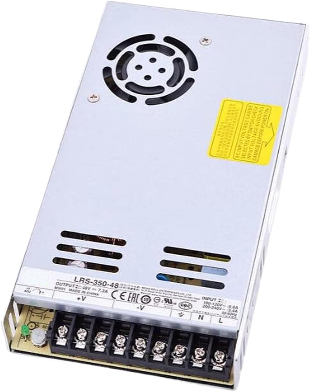 LRS-350-48 48V 7.3A 350W Industrial Switching Power Supply, 90-264VAC Input, 89% Efficiency, Short Circuit/Overload Protection