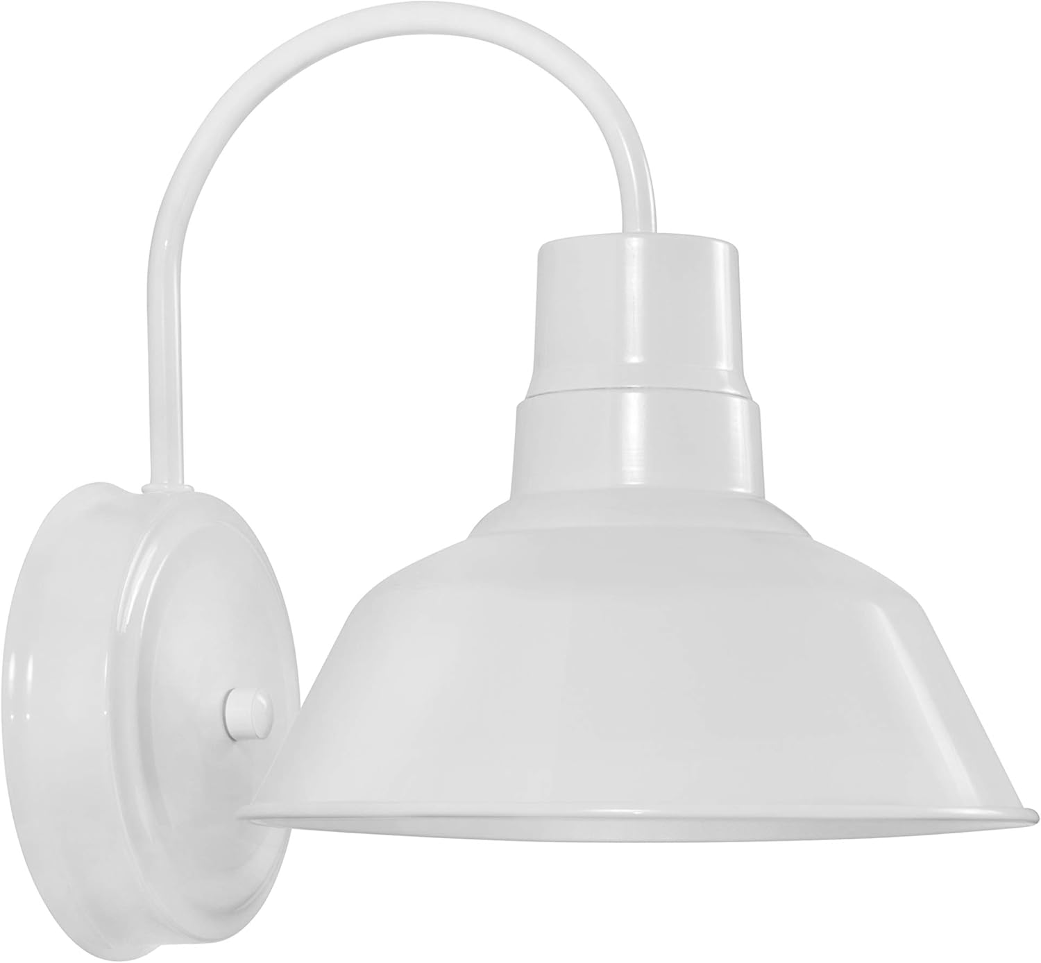 White Gooseneck LED Wall Sconce Barn Light Fixture - Industrial Antique Farmhouse Style - Vintage Patio Porch Wall Mount Light - Indoor/Outdoor - UL Listed - 9W 800lm Cool White