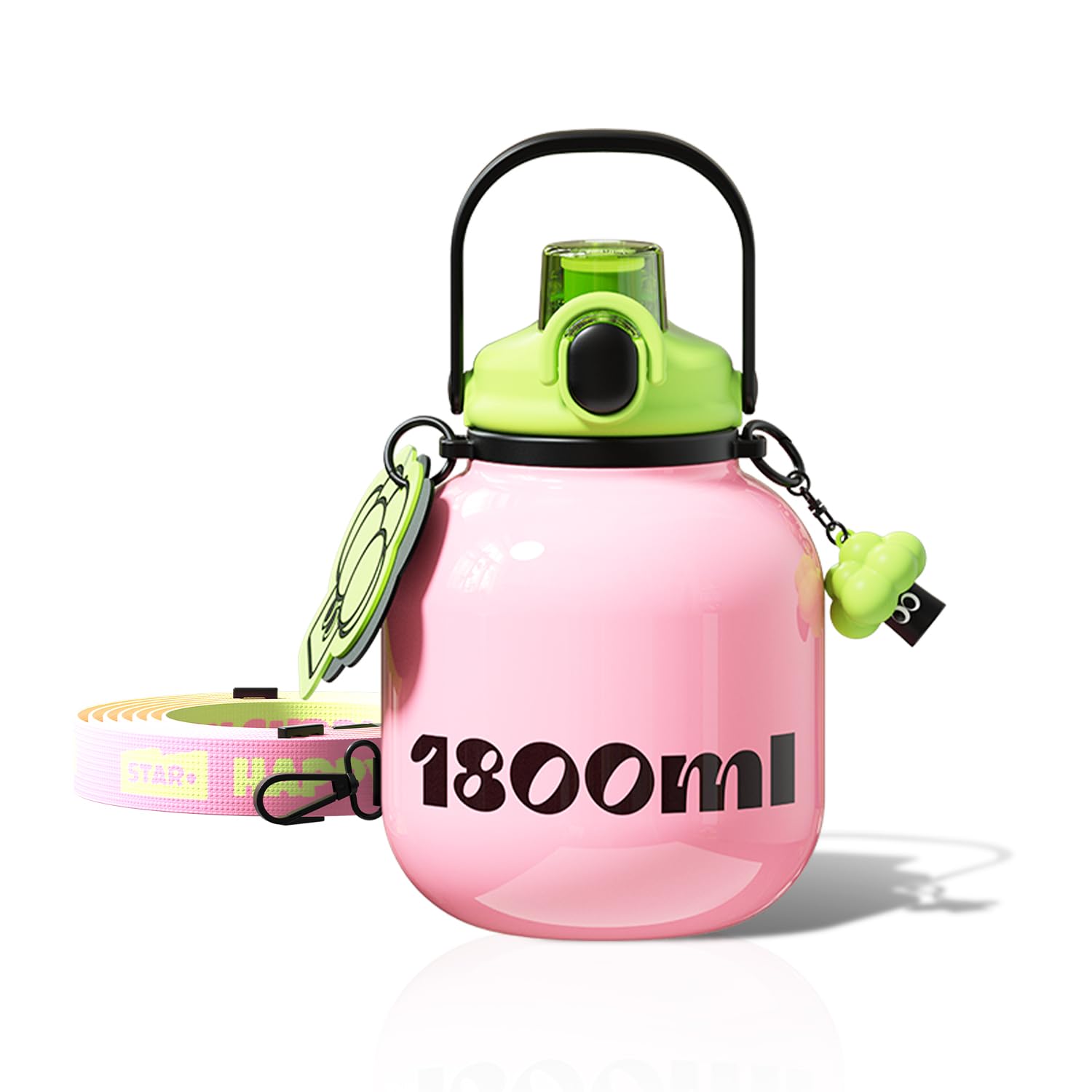 Sidagar 60 oz Big Gallon Water Bottle with Straw and Carry Handle, Pink Wide Mouth Vacuum Insulated Stainless Steel Bottles Easy Carry Tumbler for