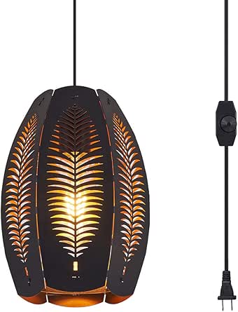Farmhouse Pendant Light with Plug-in Cord and Dimmer