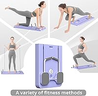 Vista 2 de JANUA Pilates Board - Pilates Reformer Set, Multi-Purpose Foldable Pilates Reformer Board for Home, 5 in 1 Pilates Sliding Board Púrpura