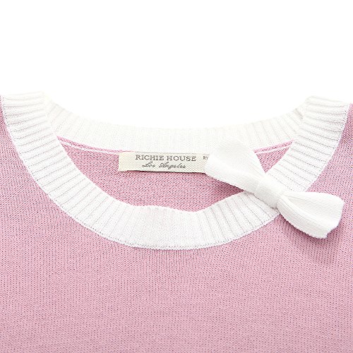 Richie House Girls' Solid Pullover Sweater with Bow at Neckline Size 2-12 RH14114
