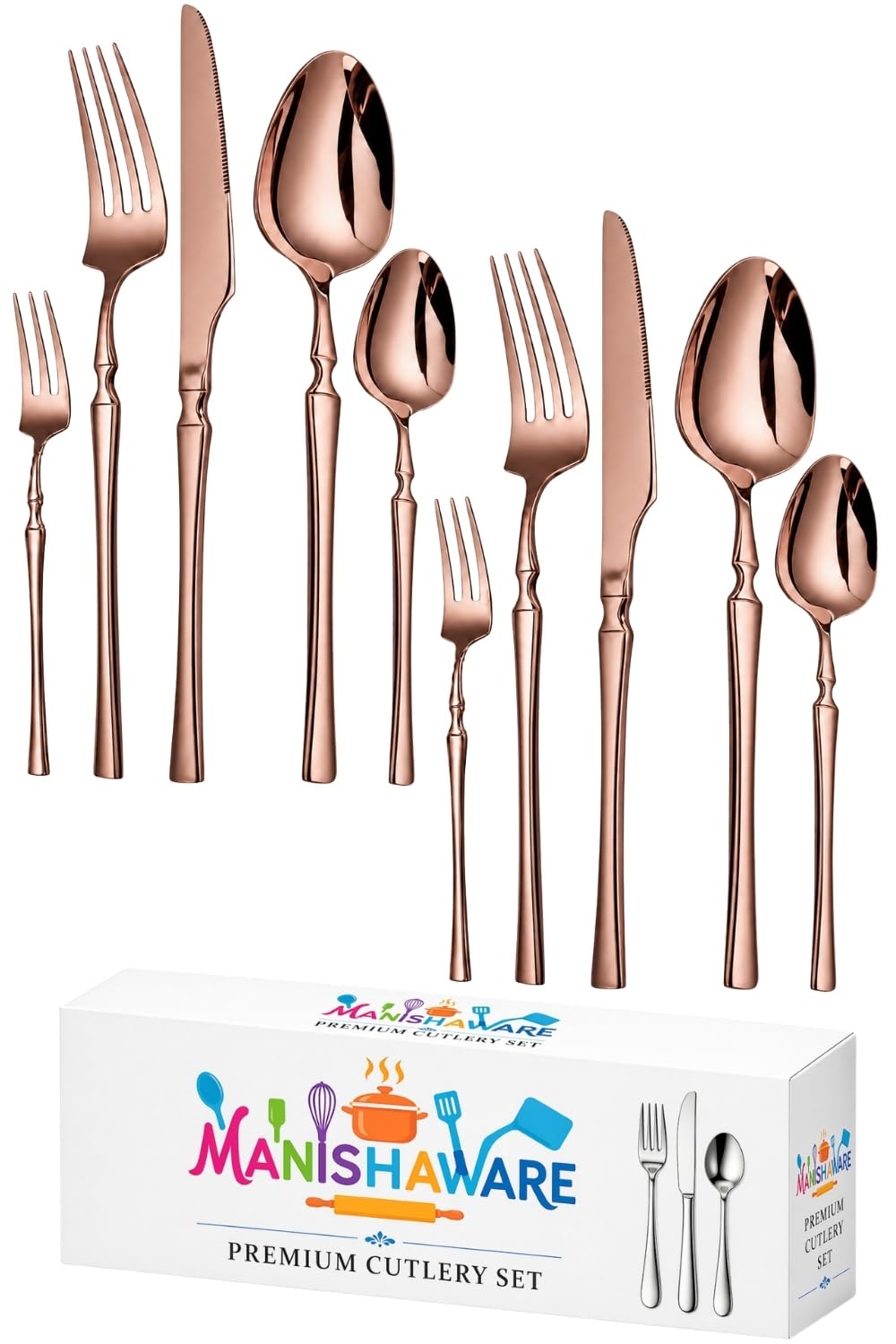 Elegant Handle Black 30 Pcs Steel Cutlery Set for Dining Table — Amazon image 30