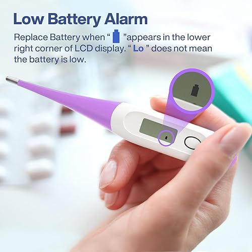 Vista 14 de Boncare Termómetro oral de 10 segundos para adultos y niños, termómetro digital rectal preciso y seguro para bebé con alarma de fiebre (azul claro)