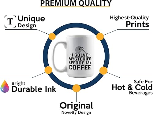 Miniatura 3 de Taza de café detective de 15 onzas, color blanco, I solve mysteries, oficial de policía, policía, patrulla, detective, policía, policía, policía,