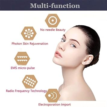Facial Lifting Machine,Ultrasonic Beauty Device,5in1 Ultrasonic Red LED Light Theragy and 6 Modes Face Massager,Firming and Anti-aging, Skin Rejuvenation (white)