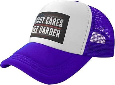 Haebfsl USA Flag Nobody Cares Work Harder Baseball Hats for Men Adjustable Dad Hat Gift for Men/Women Trucker Cap Purple