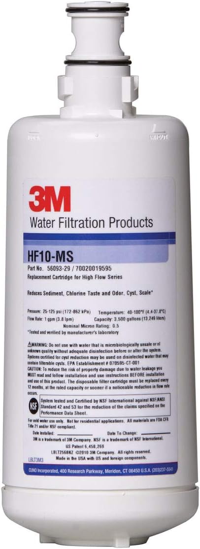 3M Cuno HF10-MS, Replacement Cartridge for BREW110-MS Water Filtration System - 0.5 Micron and 1 GPM