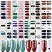 224pcs 16 Feuilles Autocollants pour Ongle Nail Sticker Couverture Complète Pleine Transfert Pochoir Ongles Auto-adhésifs Nails Wraps Décoration DIY Accessoire de Manucure pour Femmes Filles