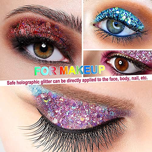 Holographic Chunky Glitter, Gold 100g Chunky Pailletten Glitter, Craft Glitter für Harz, Gesicht, Nagel, Körper, Slime… – Bild 4