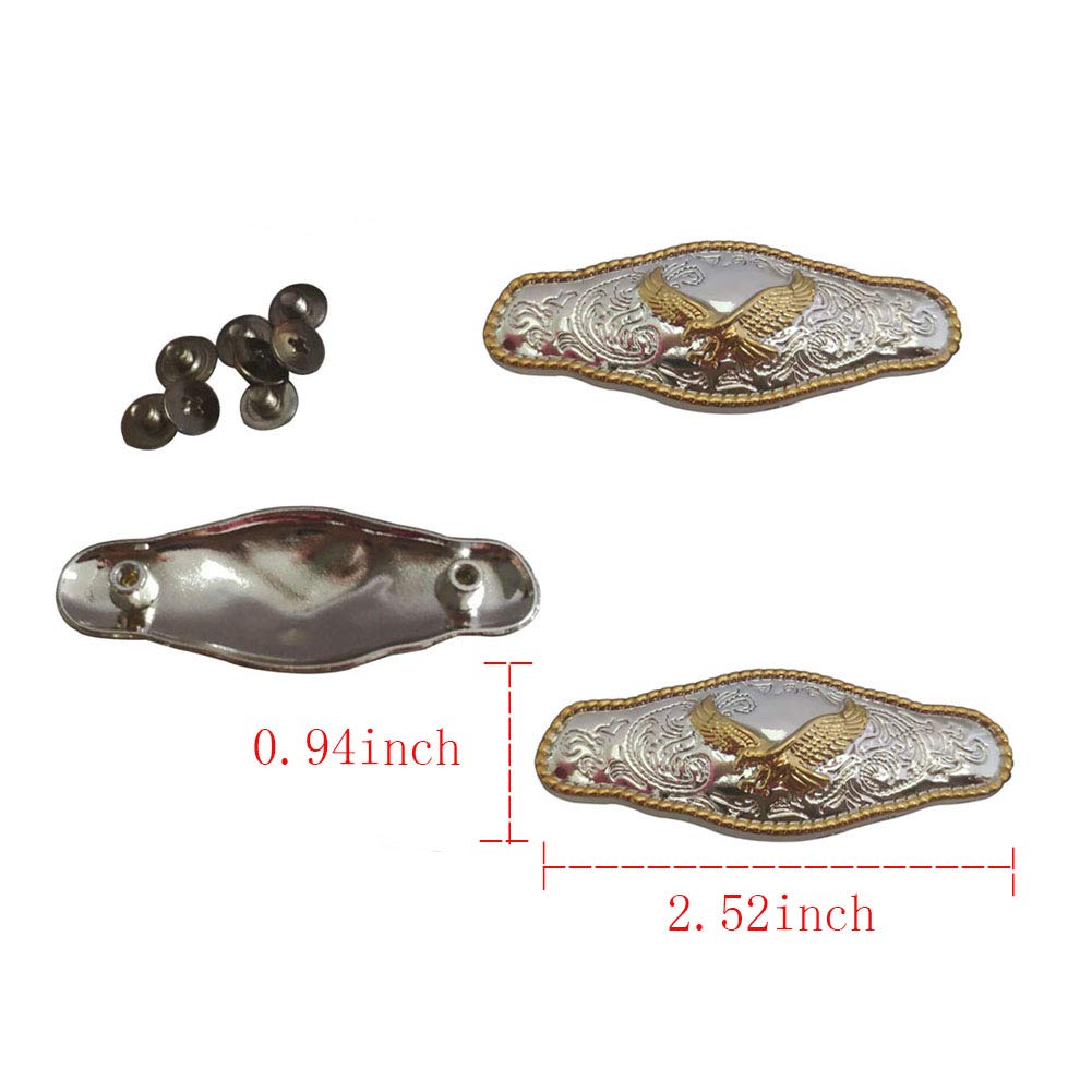 Mingchen 5 Pieces Golden Flying Eagle Carving Belt Decorative Concho Buttons Metal Castings Conchos Screw Back Rivet Luggage DIY Leather Goods Accessories