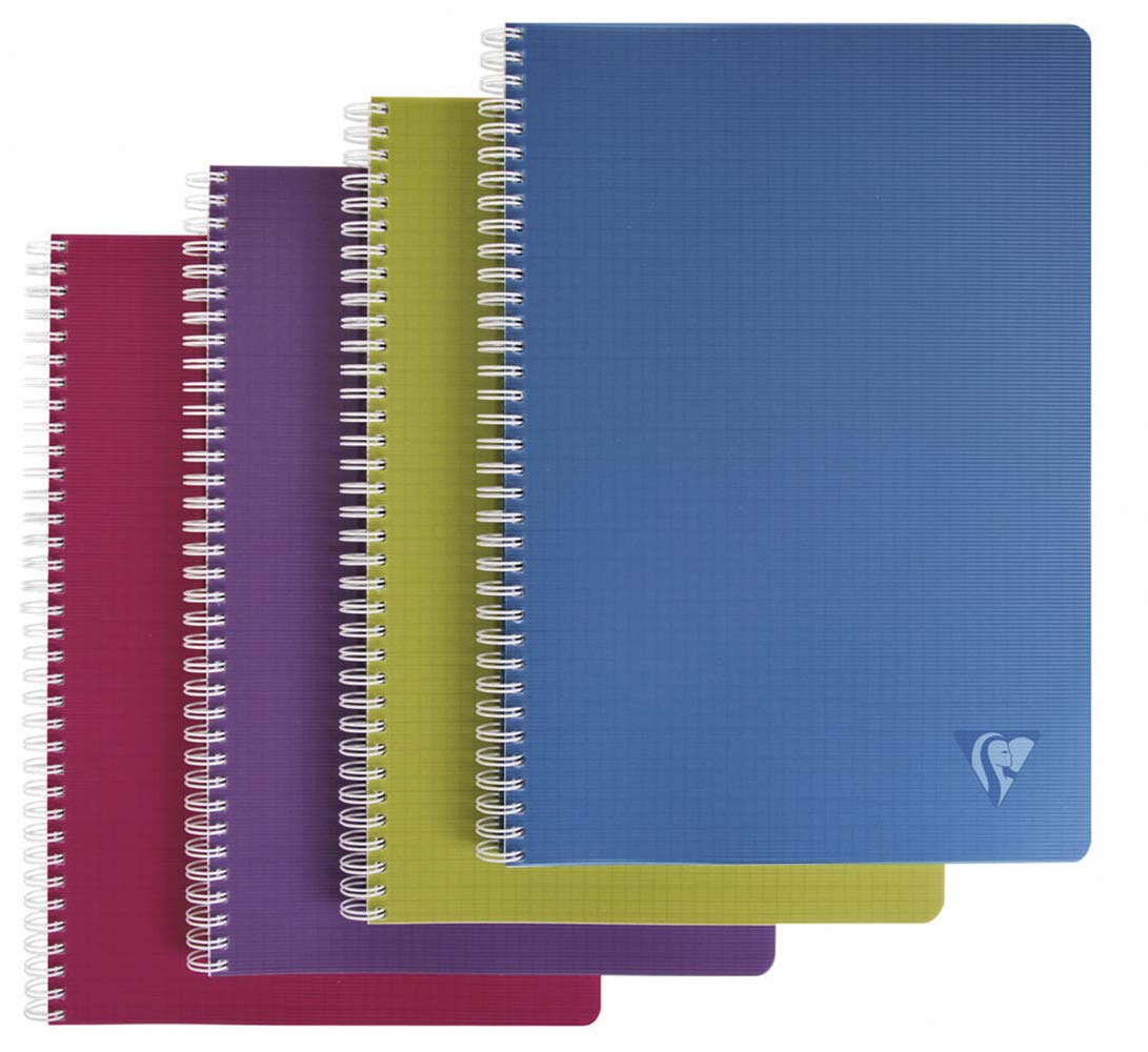 ClairefontaineRef 329116C - Linicolor Wire bound Notebook (90 Sheets) - A4 Size, 90gsm Brushed Vellum Paper, Polypro Cover, Séyès Ruling - Assorted Colours (Pack of 5)
