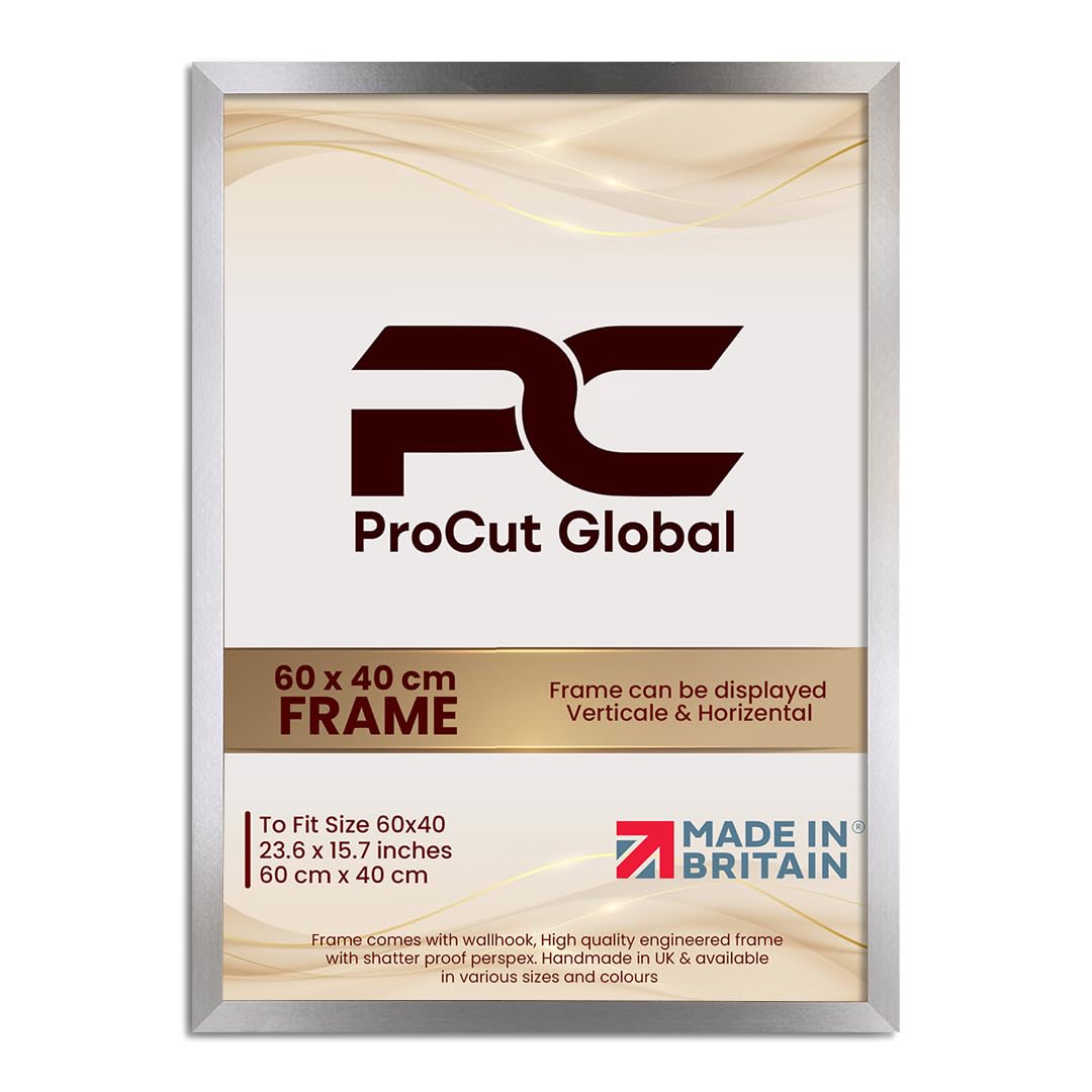 Procut Global 60X40CM Aluminium Picture Frames - Modern Wooden Photo Frame with Shatterproof Perspex for Wall or Tabletop - Perfect for Posters, Certificates, Prints - Sizes & Colors Available