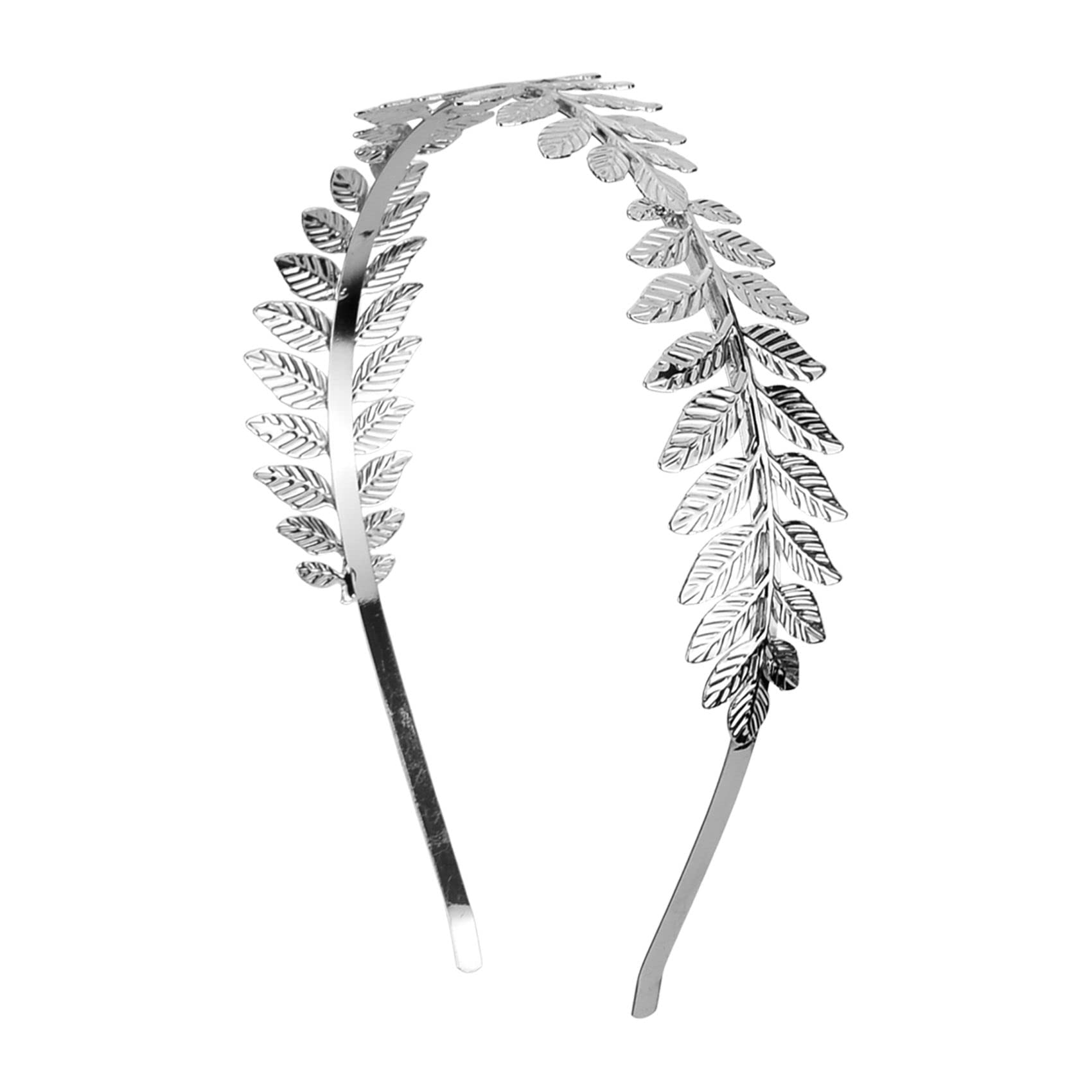 JUNFEIXUAN 1pcs Greek Goddess Headband, Gold Leaf Crown Headband, Goddess Tiara Gold Leaf Band, Bridal Wedding Headpiece (Silver)