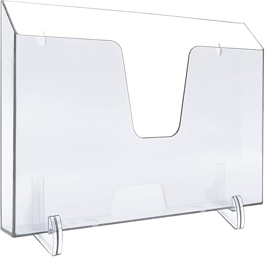 Acrimet Pocket File Holder Horizontal Design Brochure Display (for Wall Mount or Countertop Use) (Removable Supports Included) (Letter Size) (Clear Crystal Color)