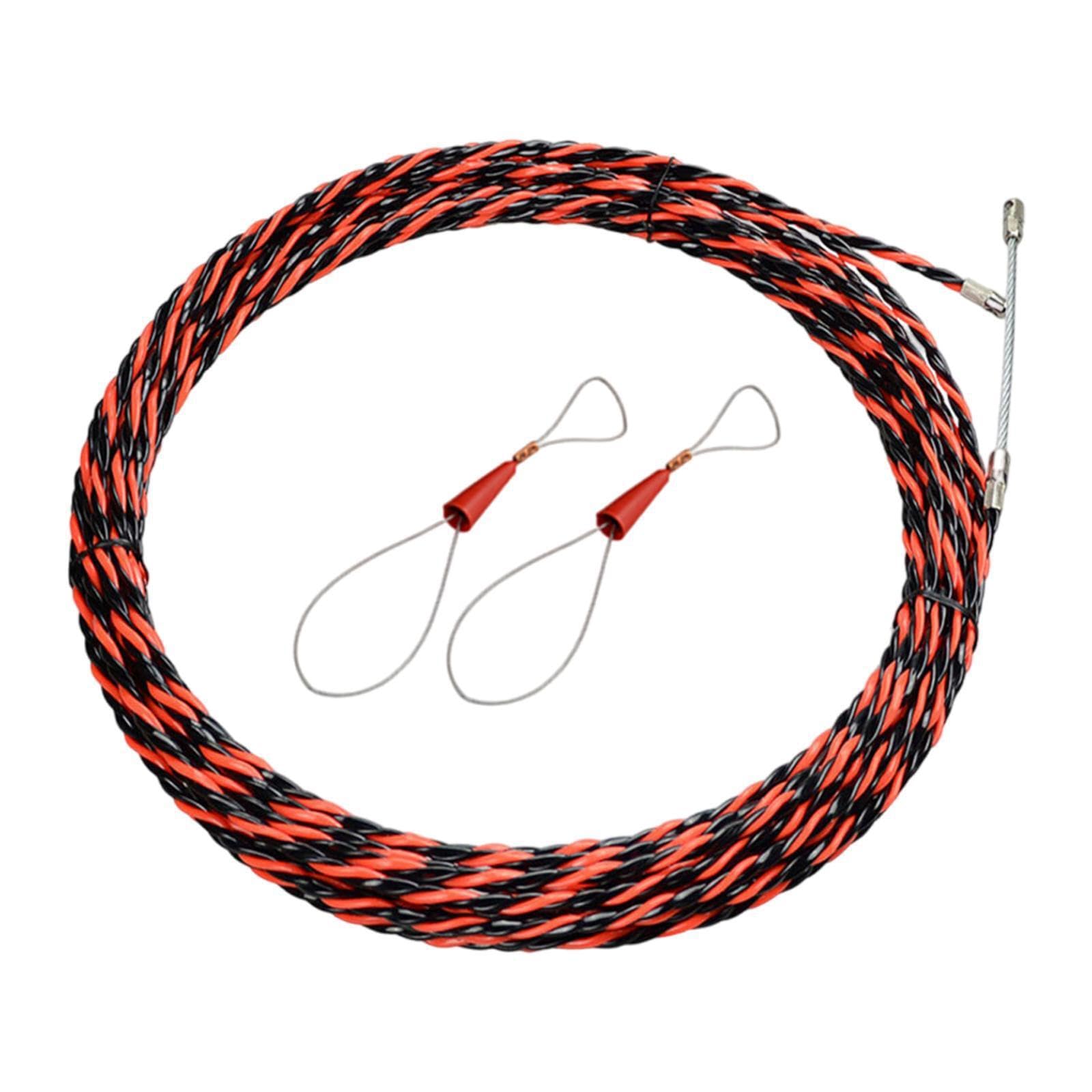 Dispositivo di guida per cavi elettrici,Rosso,20 metri | PVC che garantisce affidabilità durante le attività di trazione dei cavi elettrici. Estrattore elettrico per condotti,