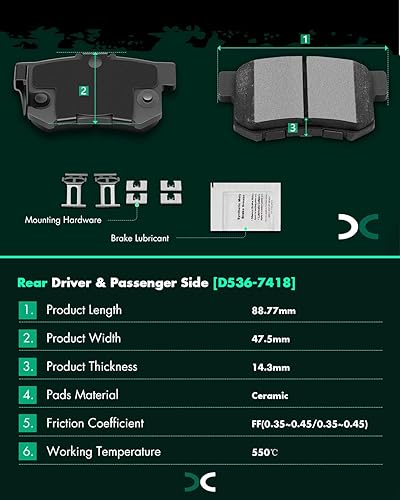 Miniatura 324 de SCITOO Kit de freno delantero Rotores de freno delantero y pastillas de freno de cerámica para 08-16 para Chrysler Town & Country, 08-16 para Dodge