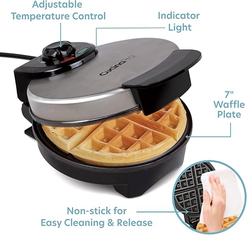 Miniatura 2 de Máquina de gofres belga plancha antiadherente de 7 pulgadas con control de oscurecimiento ajustable panadero hace waffles gruesos y esponjosos gran