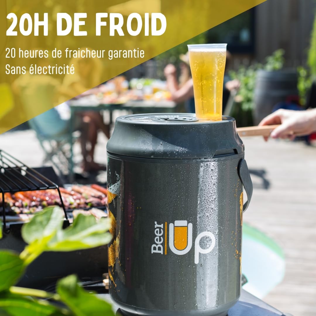 BeerTender® BEER UP Tireuse à bières portative 20 verres 4 kits fûts 1 ceinture porte verres 12 marqueurs 20h de froid remplissage par le fond