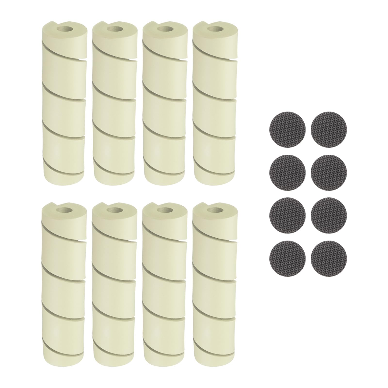sourcing map 8 Pcs Bed Leg Frame Protectors, 146mm Bed Leg Covers with 8 Pcs Non Slip Furniture Round Pads - Prevents Toe Hitting from Hard Furniture Legs for Chair Table Sofa Couch, White