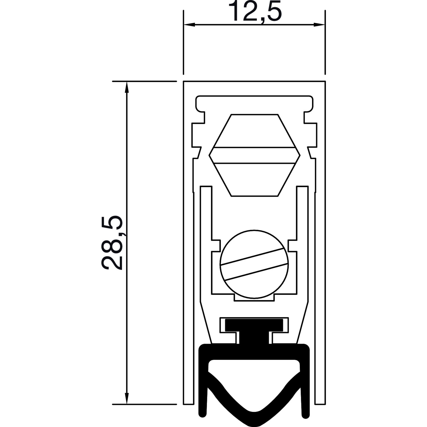 Guarnizione per porta T017 su un lato, in alluminio naturale, lunghezza 530 mm | paraspifferi
