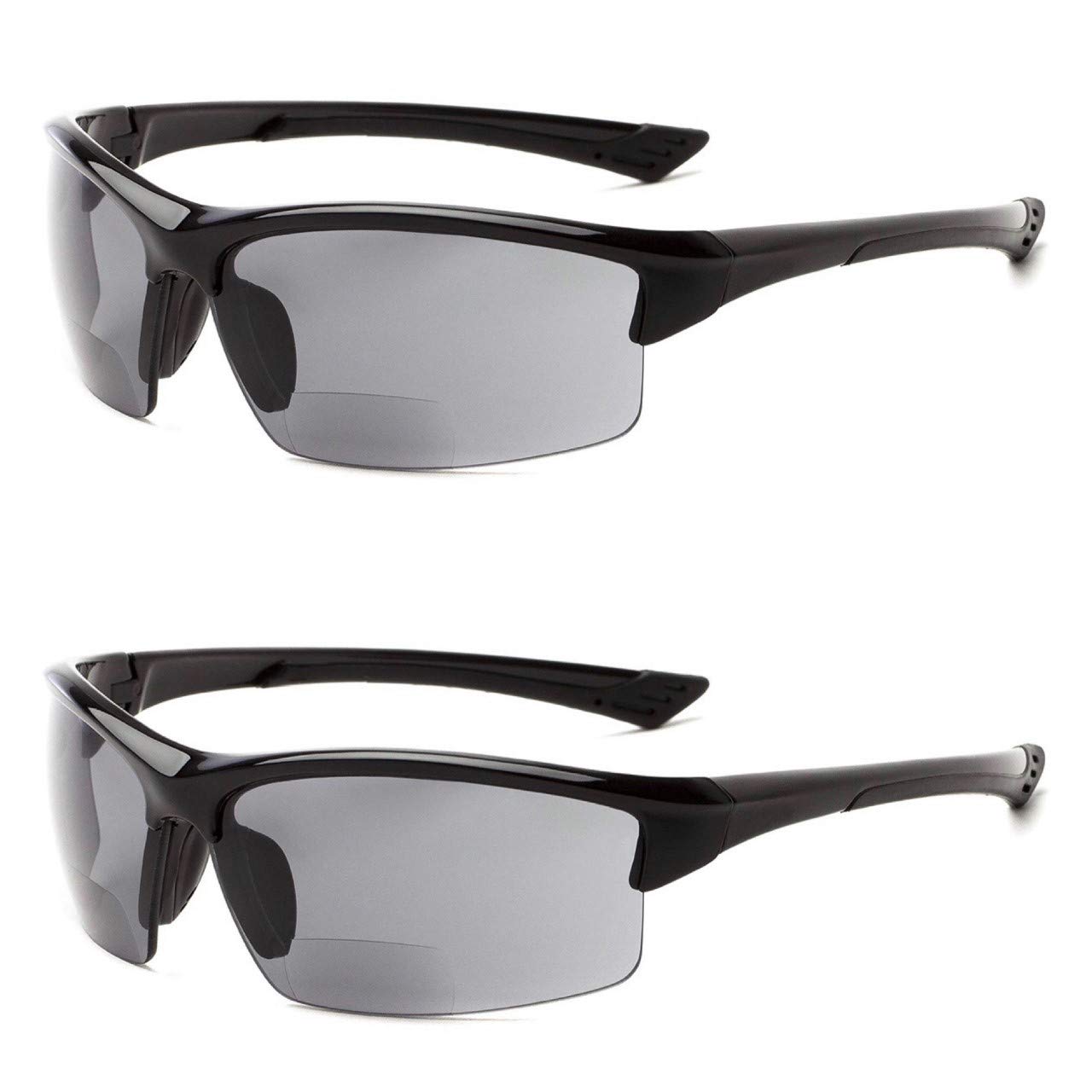 2 Occhiali da sole bifocali Foster Sun Reader Wrap Around Reading 1.50 (2 Nero)