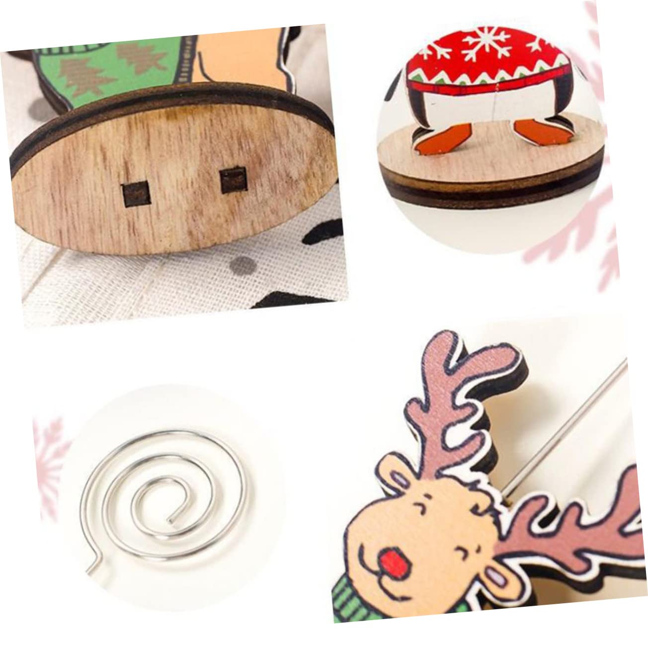 Ciieeo Piezas Foto Decoración De Mesa De Navidad Carpeta De Mensajes Clip De Notas De Mesa Centros De Mesa De Navidad Portafotos De Mesa De Navidad De Madera Carpeta De Notas Boda