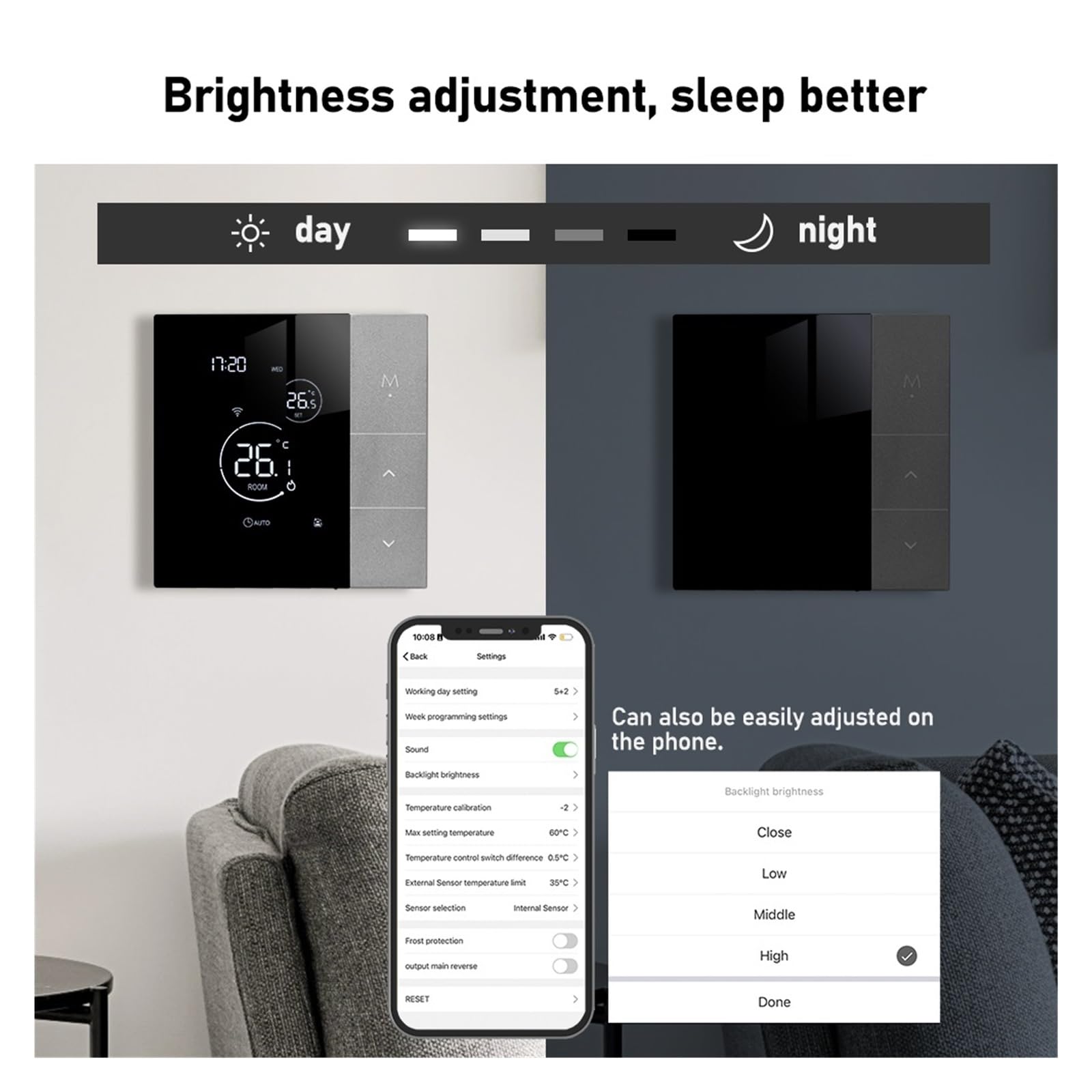 Digitaler Thermostat, WiFi-Thermostat mit Tuya Smart Home-Temperaturregler for warme elektrische Fußbodenheizungs-Temperaturregler(TGP508-WIFI-EP)