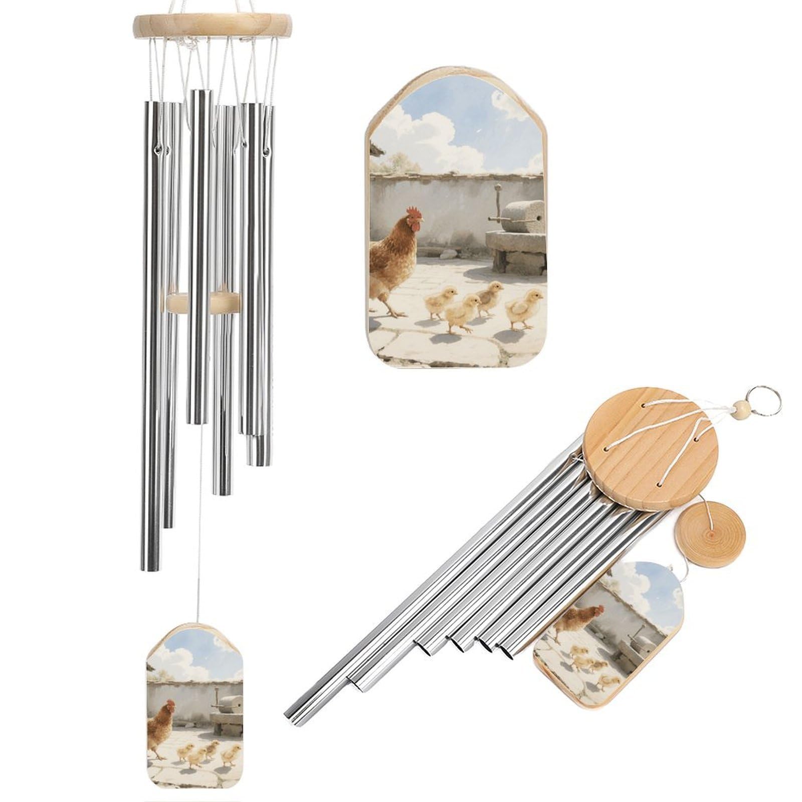 Carillon à vent commémoratif extérieur poules de 52,1 cm pour deuil
