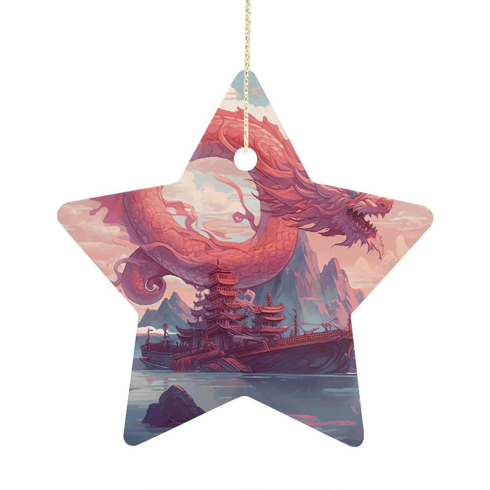 Fodpand Women's Style Dragon And Cloud Ornament With String, Keepsake Hanging Decorations,Ceramic Ornaments For Men Indoor Home Holiday Party Gifts