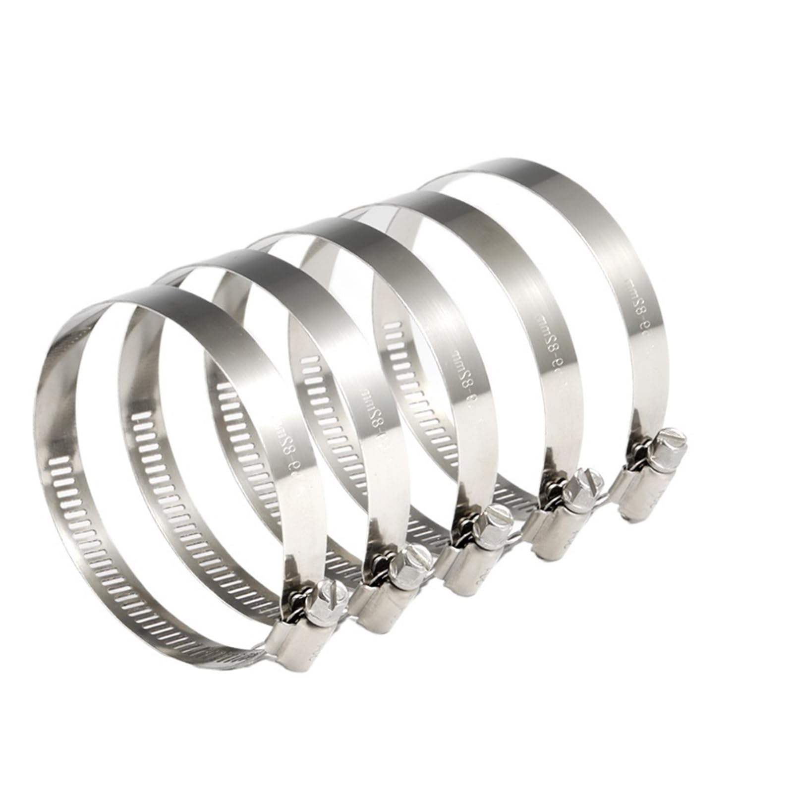 Zestaw zacisków do węży, Opakowanie 5 opasek zaciskowych ze stali nierdzewnej 304, 8 mm-700 mm, różne rozmiary, kolor srebrny(178-197mm)