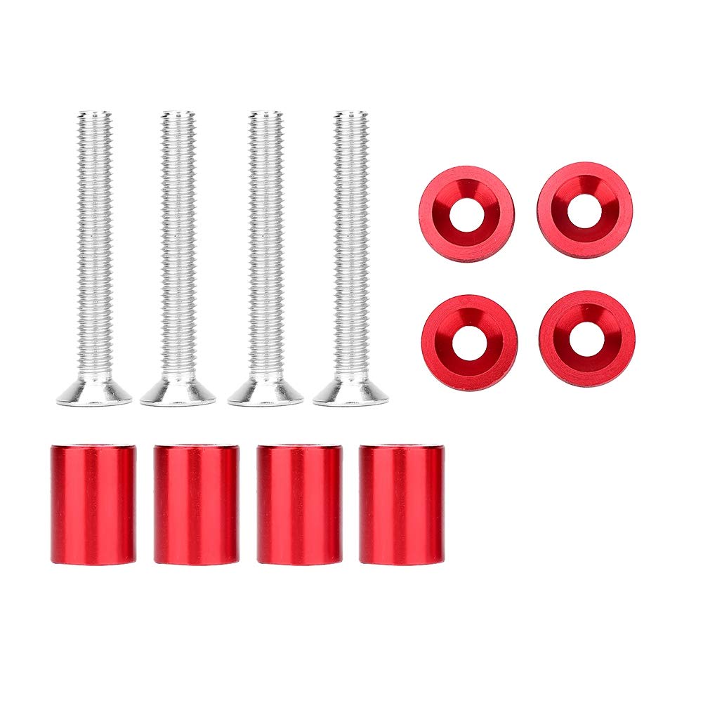 EBTOOLS Kit Entretoise Capot Hood Spacer 6mm Aluminium Anodisé - Ventilation Moteur Turbo Rouge