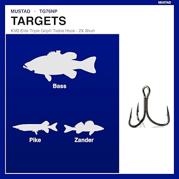 Mustad KVD Elite Triple Grip Treble 2X Short 1X Strong