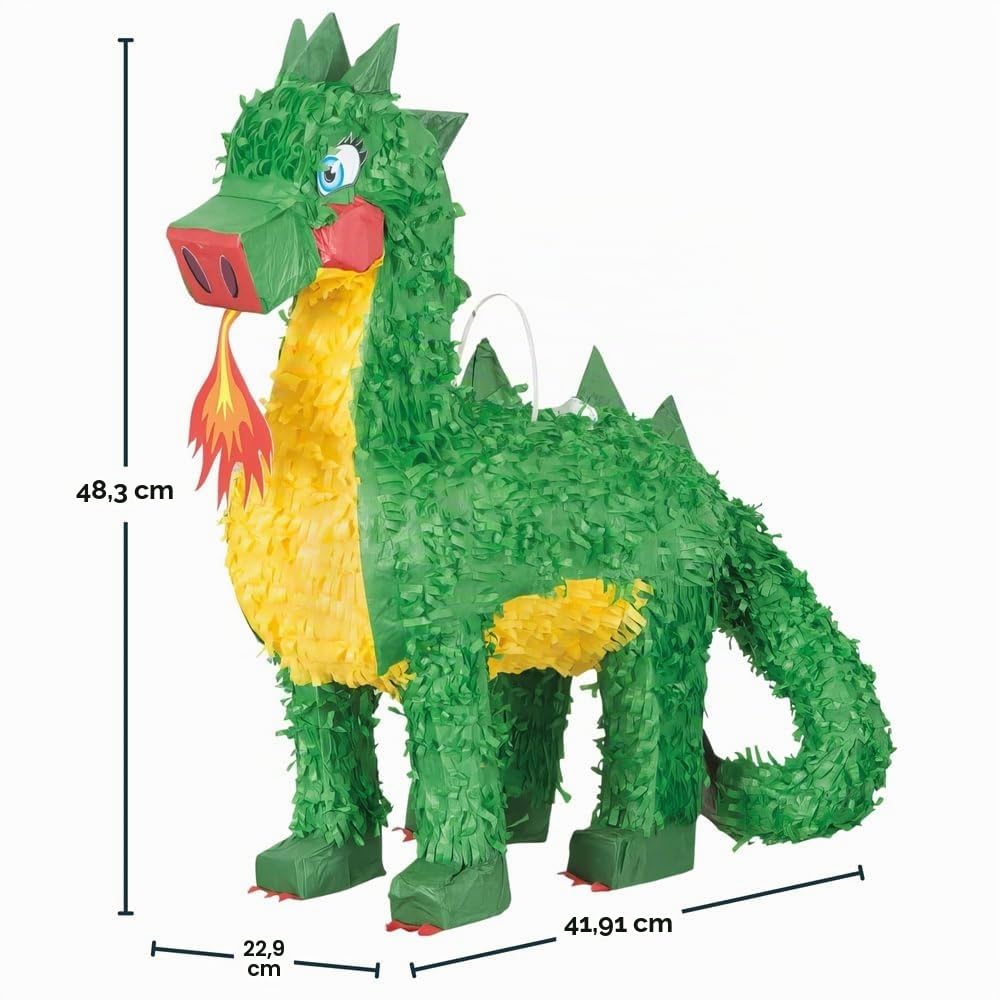 Unique Party 65995 Pinata 3D en Forme de Dragon-Vert-1 pièce, Multicolore