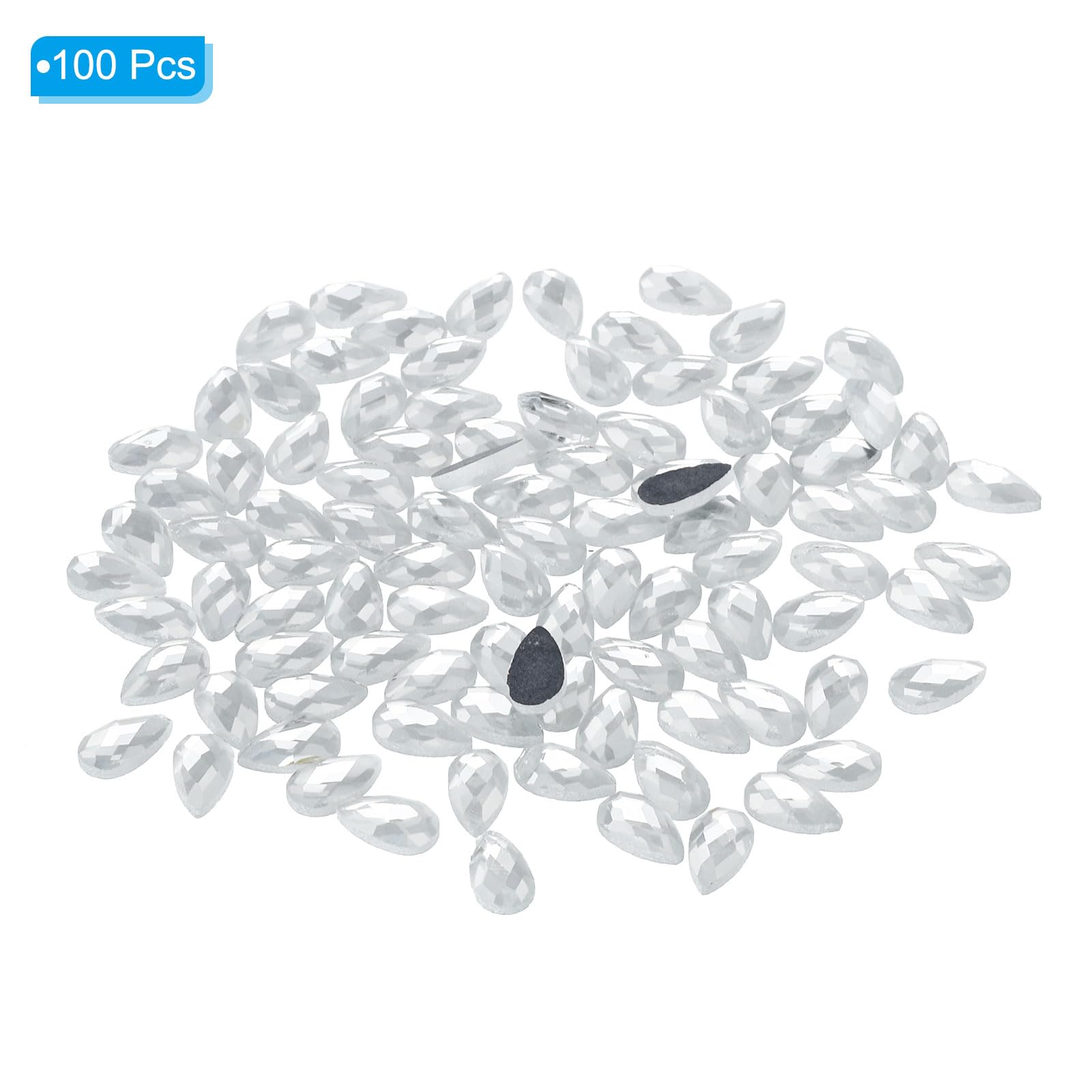 PATIKIL Acrylic Teardrop Gems, 100 Pcs 12x7mm Flat Back Teardrop Rhinestones Plastic Gems for Jewelry Making DIY Craft Clear - Image 3