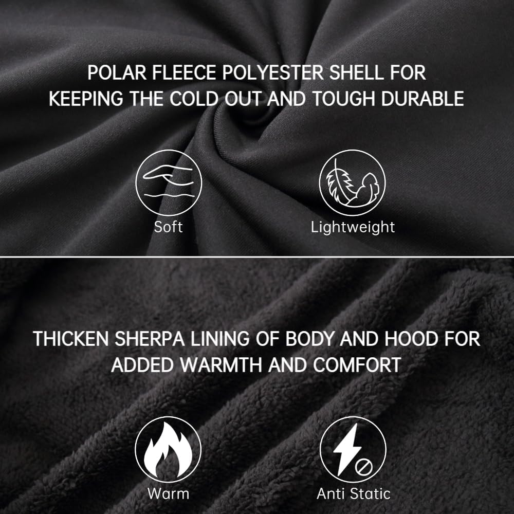 LeeHanTon Sherpa Lined Hoodies for Men Heavyweight Full Zip Up Sweatshirt Thick Fleece Winter Warm Work Jackets Plus Size - Image 6