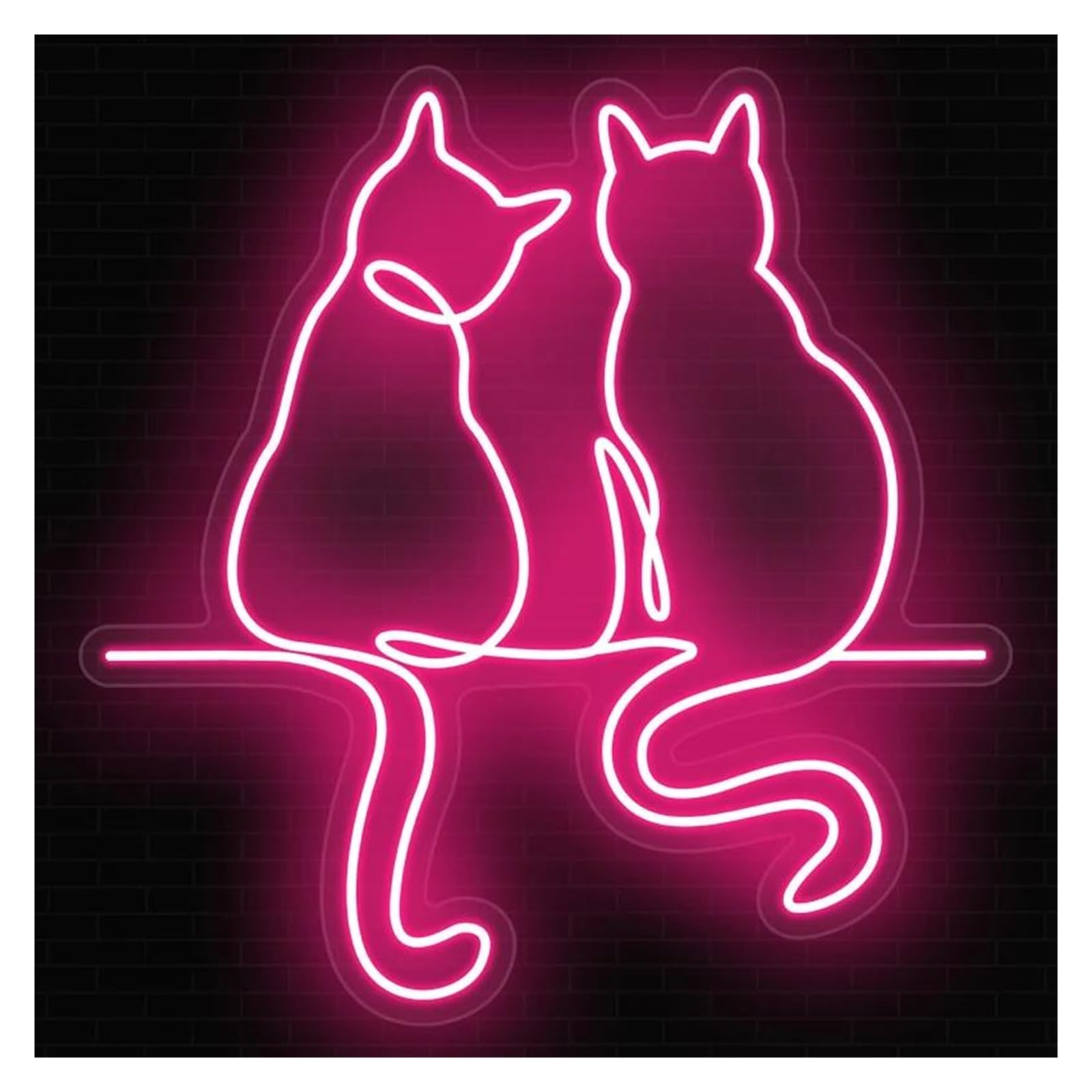 LEMST Signs Lamp Neon Signs Two Cats USB Powered Adjustable Brightness Cats Neon Lights, Suitable for Bistro Decor(A,45CM)