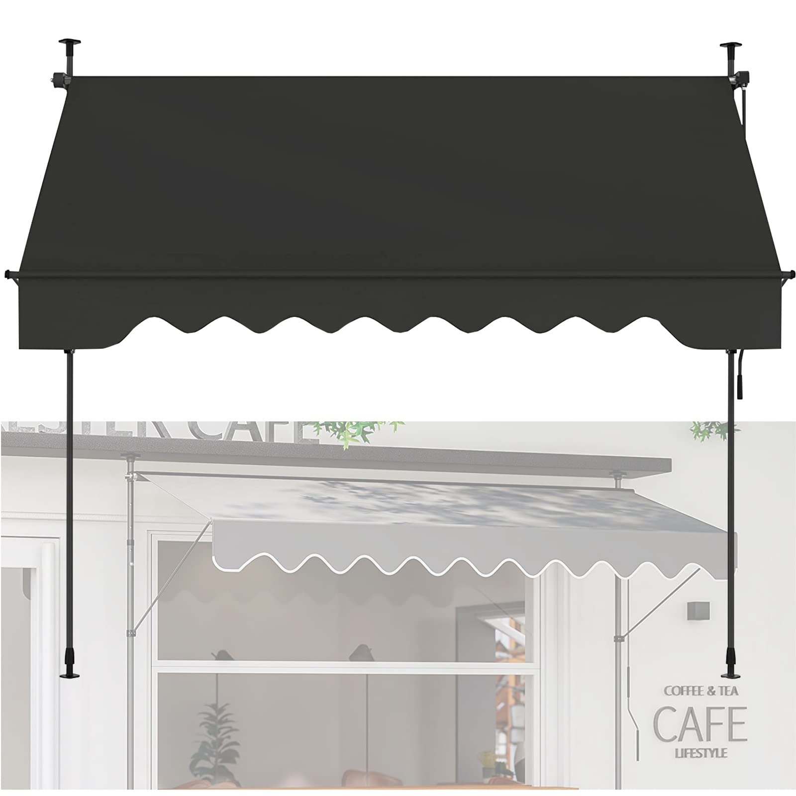 Toldo impermeable retráctil con lona de alta densidad frente a la lluvia y rayos UV