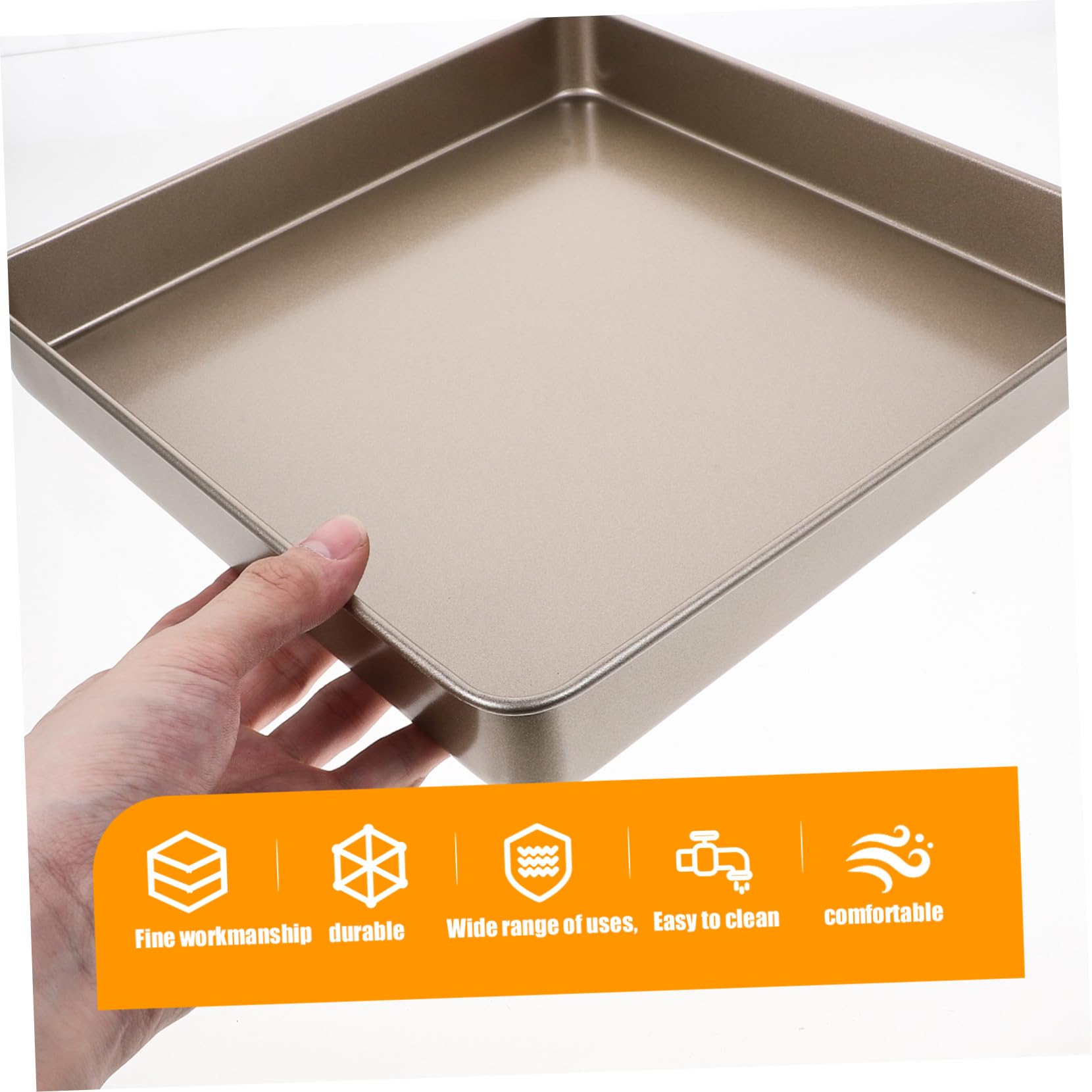 Toyvian Plaque de Cuisson Carrée 28cm Antiadhésive en Acier au Carbone, Facile à Nettoyer, pour Pain et Gâteau Maison Cuisine Professionnelle