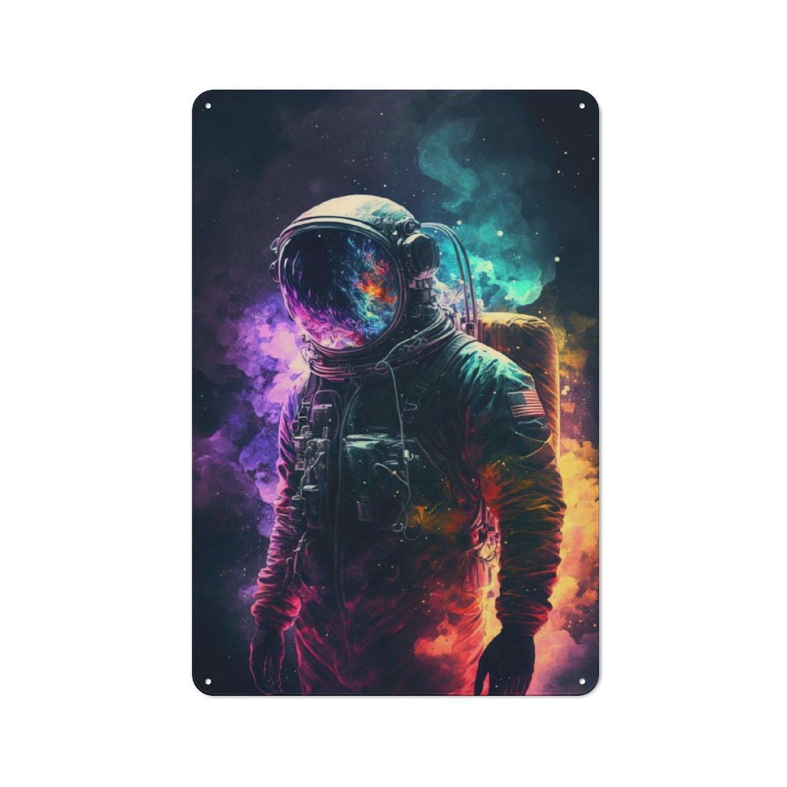 Junmoney Neon Astronaut In Space Retro Tin Sign 30X20cm For Man Cave Or Games Room, A Decorative Christmas Gift For Leisure-Room Decor Enthusiasts