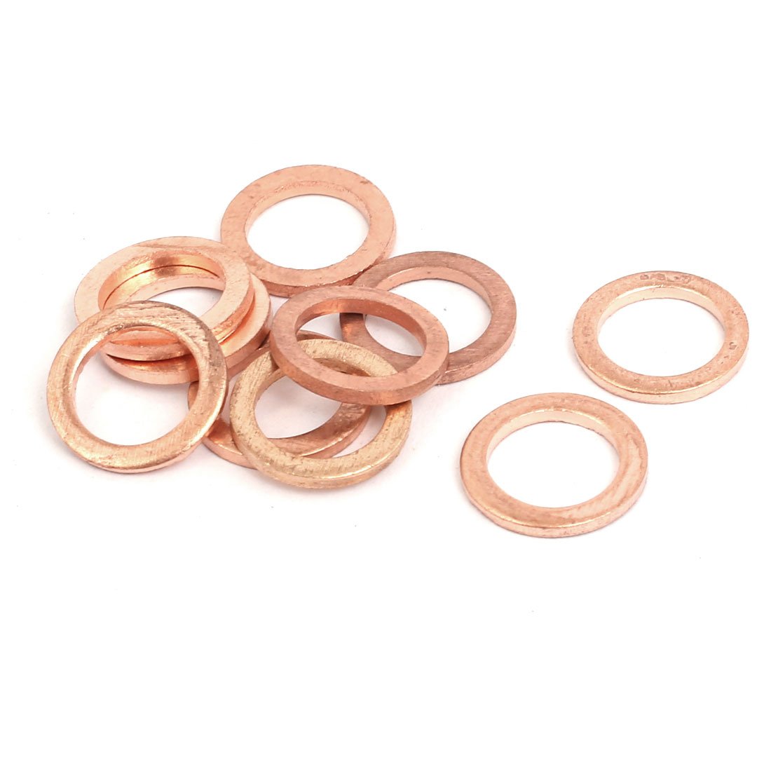 Sourcingmap 10pcs 10mmx14mmx1.5mm Copper Flat Ring Sealing Crush Washer Gasket, brass, 10*14*1.5