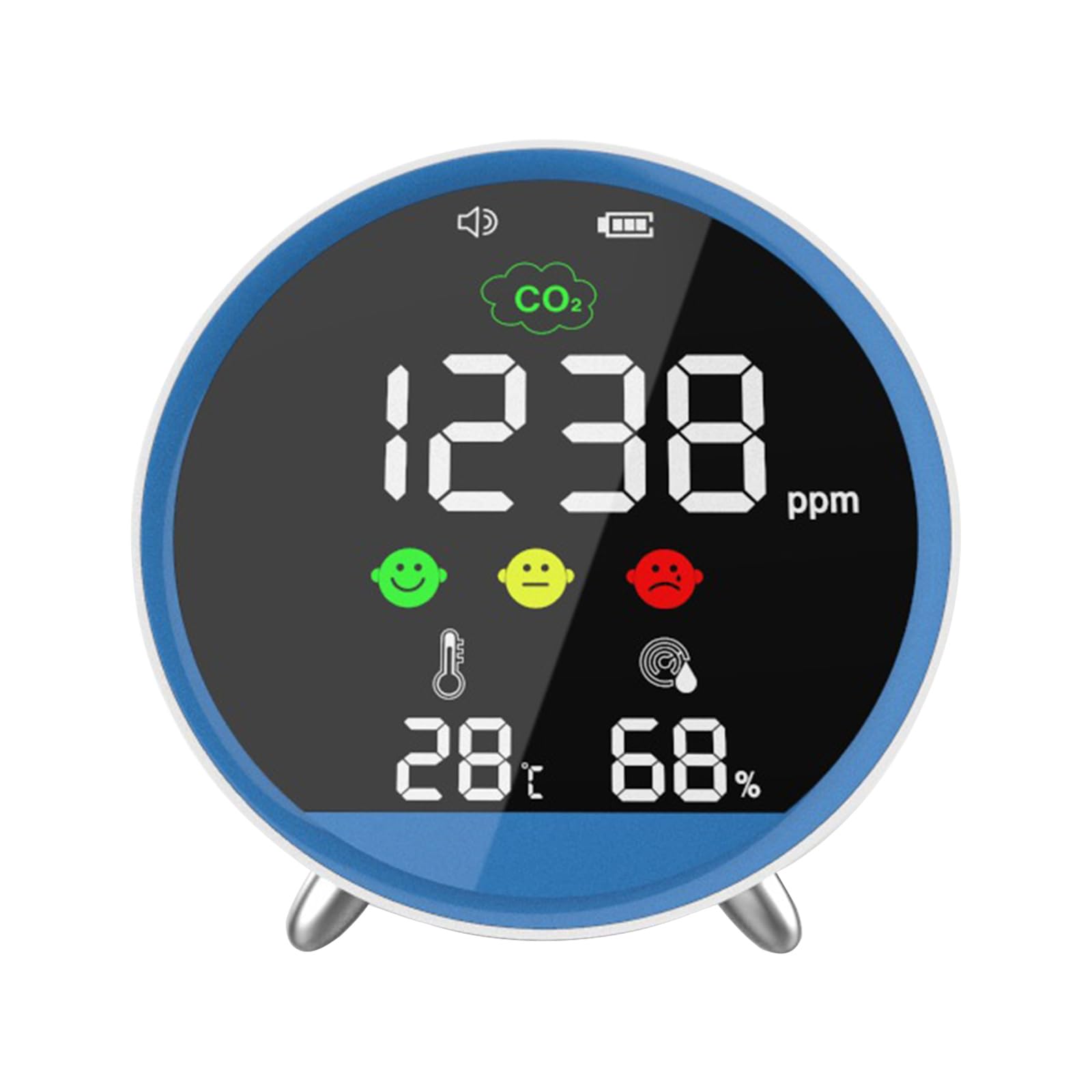 Detector profesional de CO2 con muestreo rápido de 1,5 s y función de alarma, medidor de temperatura de humedad para monitor de aire interior con batería recargable